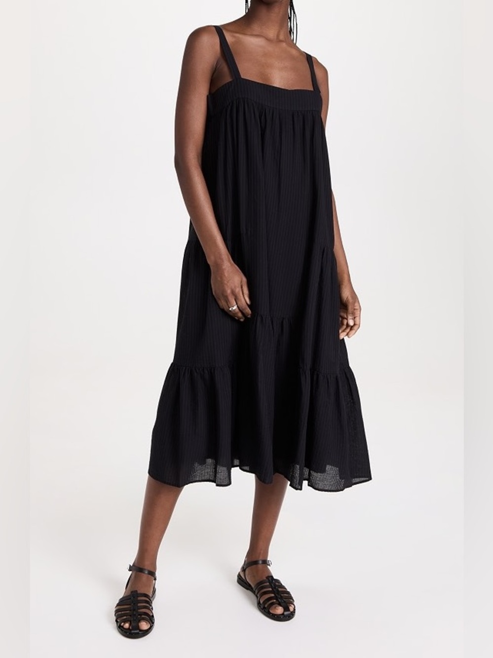 NWT! JENNI KAYNE Seersucker Summer Dress in Black - S